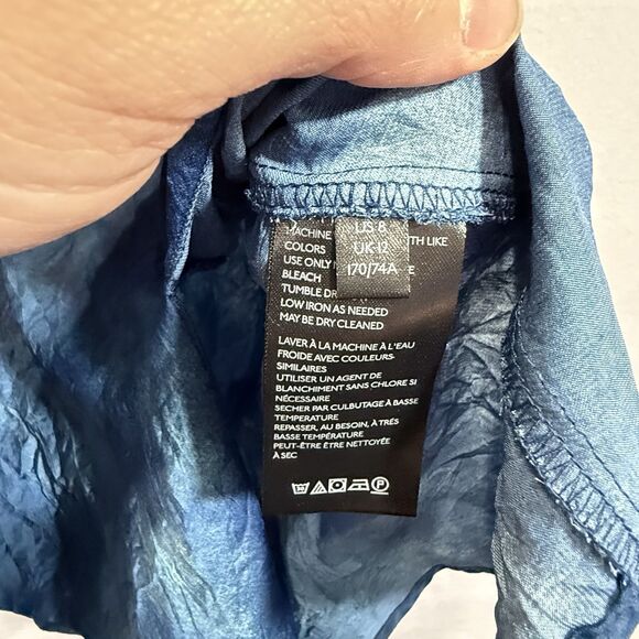 NEW Free People Martine Flirt Tie Dye Mini Skirt Blue Side Zip Slit Size 8 Boho - Picture 9 of 11